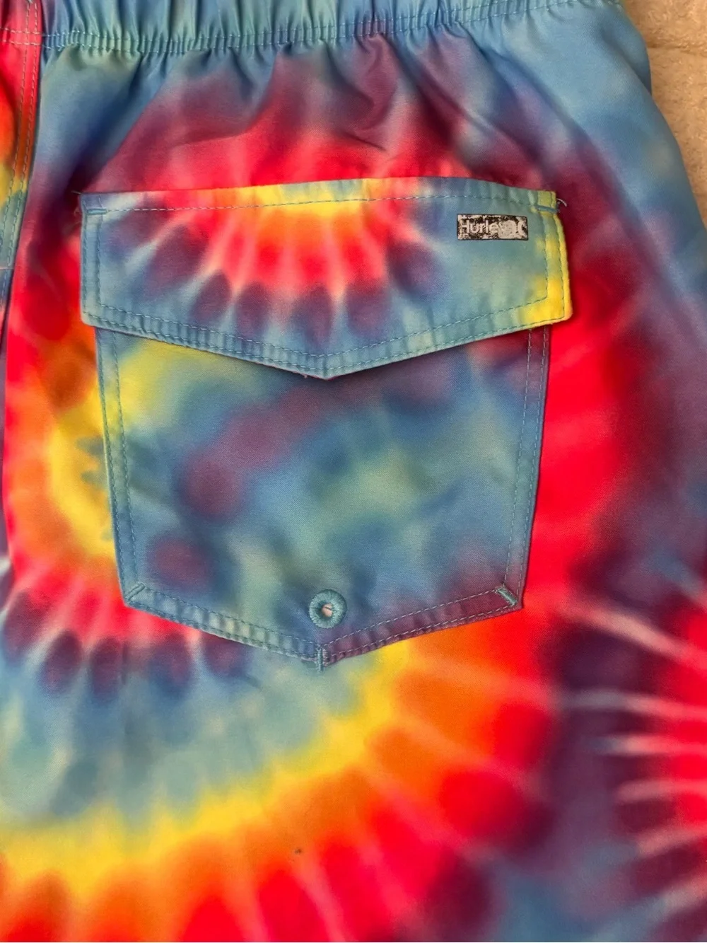 Hurley Boys Tie-Dye Swim Trunks Board Shorts Rainbow Youth XL 13-15
